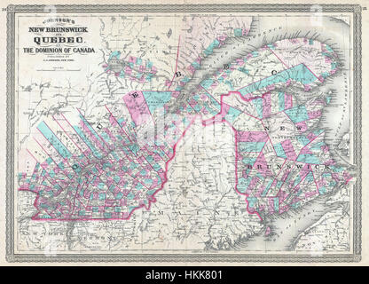 1870 Johnson Mappa di Québec, Canada - Geographicus - Quebec-johnson-1870 Foto Stock