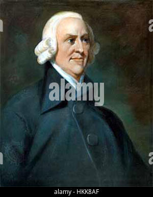 Questo ritratto di Adam Smith, filosofo ed economista scozzese, mette in evidenza i suoi significativi contributi alla teoria economica, tra cui il suo lavoro "la ricchezza delle nazioni". Il dipinto riflette la cultura intellettuale del XVIII secolo. Foto Stock