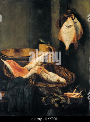 Abramo van Beijeren - Still-Life con pesce nel cesto - WGA2132 Foto Stock