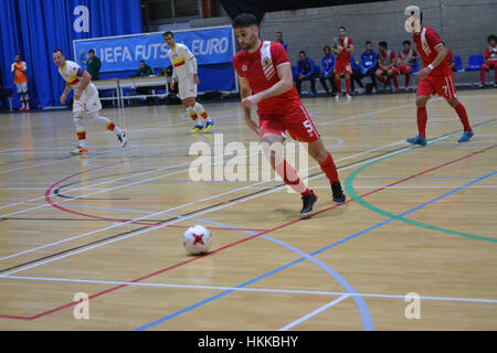 Gibilterra, Regno Unito. Il 28 gennaio, 2017. UEFA Futsal Euro, Turno preliminare fase di gruppo. Gibilterra 1-8 Montenegro al terzo centenario Sports Hall, Gibilterra. Credito: Stephen Ignacio/Alamy Live News Foto Stock