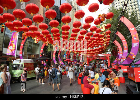 Sydney, Australia. Il 29 gennaio 2017. Westpac Lanterna lunare Hub è su dal 27 gennaio al 12 febbraio a Martin Place come parte del Capodanno cinese. Credito: © Richard Milnes/Alamy Live News Foto Stock