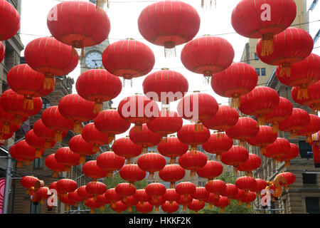 Sydney, Australia. Il 29 gennaio 2017. Westpac Lanterna lunare Hub è su dal 27 gennaio al 12 febbraio a Martin Place come parte del Capodanno cinese. Credito: © Richard Milnes/Alamy Live News Foto Stock