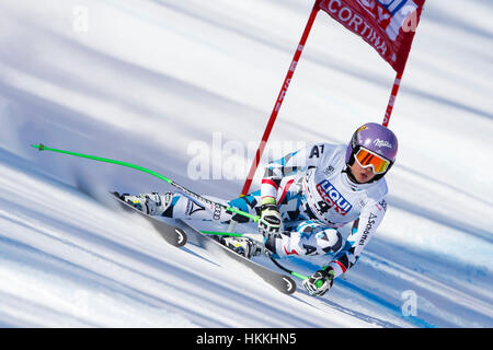 Cortina d'Ampezzo, Italia. 29 gen, 2017. Veith Anna (Aut) competere nel Audi FIS Coppa del Mondo di Sci Alpino femminile super g sulla Olympia corso nella dolomite mountain range. Credito: MAURO DALLA POZZA/Alamy Live News Foto Stock