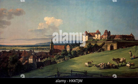 Bernardo Bellotto, il Canaletto - Vista di Pirna dal castello di Sonnenstein - WGA01837 Foto Stock