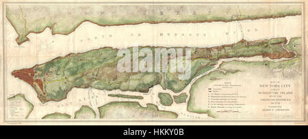 1878 Bien e Johnson Mappa della città di New York (sull'isola di Manhattan) durante la guerra rivoluzionaria - Geographicus - NewYorkCity-johnsonbien-1878 Foto Stock