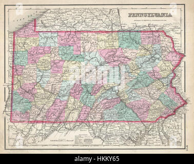 1857 Colton Mappa della Pennsylvania - Geographicus - Pennsylvania-colton-1857 Foto Stock