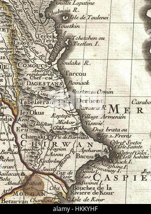 Questa mappa del 1724 di De l'Isle mostra la Persia, che include l'Iran moderno, l'Iraq e l'Afghanistan. La mappa offre caratteristiche geografiche e confini dettagliati della regione durante l'inizio del XVIII secolo, riflettendo cartografia storica ed esplorazione. Foto Stock