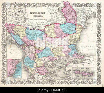 1855 Colton Mappa della Turchia in Europa, in Macedonia e nei Balcani - Geographicus - TurkeyEurope-colton-1855 Foto Stock