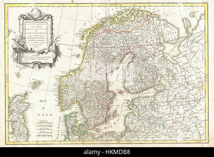 1762 Janvier Mappa della Scandinavia - Norvegia, Svezia, Danimarca, Finlandia - Geographicus - Scandinavia-gennaio-1762 Foto Stock