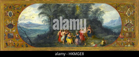 La "Minerva Among the Muses" di Balen raffigura la dea romana Minerva circondata da altre figure mitologiche, che simboleggiano la saggezza e le arti Foto Stock