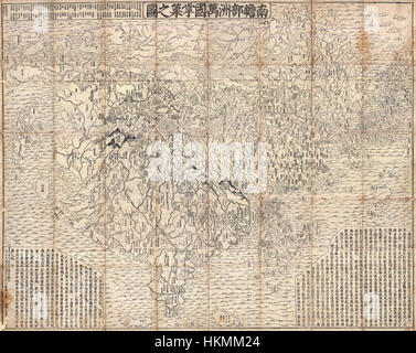 1710 Primo Buddista Giapponese mappa del mondo che mostra Europa, America e Africa - Geographicus - Nansenbushu-rokashihotan-1710 Foto Stock