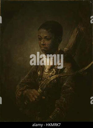 «A Young Archer» di Govaert Flinck, un dipinto ad olio, mostra una giovane figura addossata di un arco, che esemplifica l'abilità dell'artista nella ritrattistica. Noto per il suo vivido realismo e la sua attenzione ai dettagli, la rappresentazione di Flinck cattura sia l'intensità che il portamento del soggetto, caratteristica della sua opera del XVII secolo. Foto Stock