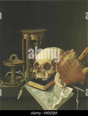 Adriaen Coorte - Vanitas ancora in vita con il cranio e la clessidra Foto Stock