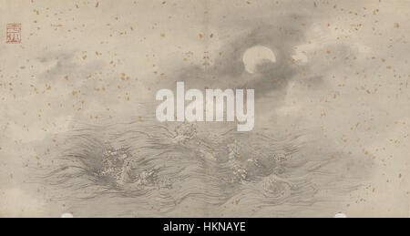 Questa collezione di 18 dipinti taoisti esplora gli aspetti spirituali e filosofici del taoismo. L'opera d'arte mette in risalto antiche credenze e simboli cinesi, raffigurando divinità, immortali e rituali sacri all'interno di stili artistici tradizionali cinesi. Foto Stock