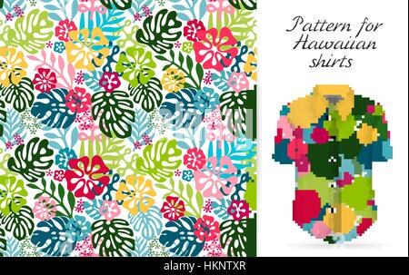 Hawaiian aloha shirt. Un'icona in uno stile piatto isolato su sfondo bianco Illustrazione Vettoriale