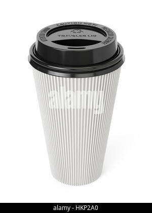 Prendi il caffè nella tazza termica. Isolato su uno sfondo bianco estrarre la calotta. 3D rendering immagine Foto Stock