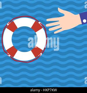 Imprenditore mantiene la sua mano per aiutare la ciambella in w Illustrazione Vettoriale