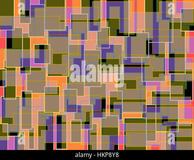 Colorato astratto modello digitale utilizzando mezzi di contrasto e colori vivaci in forme rettangolari. Foto Stock