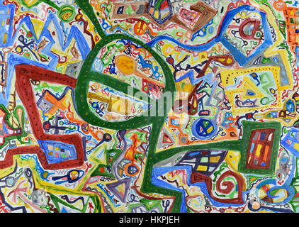 Abstract sfondo colorato con un sacco di linee. Pittura Acrilica. Foto Stock