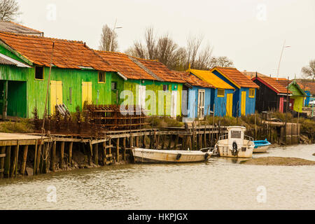 Dipinto di capanne di pescatori sull'isola di Oleron Foto Stock