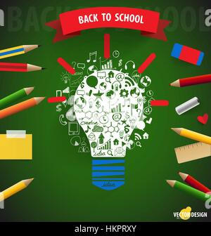 Benvenuti torna a scuola, illustrazione vettoriale. Illustrazione Vettoriale