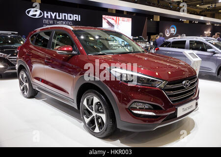 Bruxelles - Jan 12, 2016: Nuova 2016 Hyundai Tucson illustrato a Bruxelles Motor Show. Foto Stock