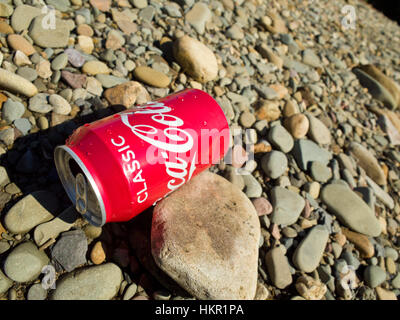 Coke può Rifiuti Cucciolata lattina per bevande Foto Stock