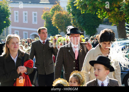 Spitz an der Donau: corteo per il giorno del Ringraziamento, Wachau, Niederösterreich, Austria Inferiore, Austria Foto Stock