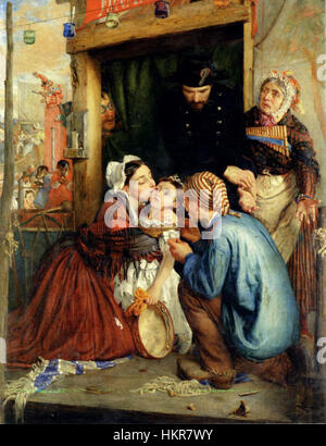 "I contadini francesi trovano il loro bambino rubato" di Philip Hermogenes Calderon raffigura una scena toccante della vita rurale francese. Il dipinto cattura l'intensità emotiva e il dramma dei contadini riuniti al loro bambino, sottolineando la profondità dell'emozione umana nel contesto della vita quotidiana. Foto Stock