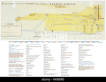 Il cantone di tredici stabilimenti mappa 1748-49 potenziata con le traduzioni Foto Stock