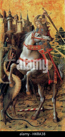 Carlo Crivelli - San Giorgio che uccide il drago, 1470 Foto Stock