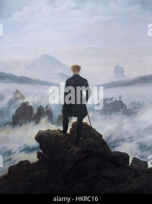 Caspar David Friedrich - Wanderer sopra il mare di nebbia Foto Stock