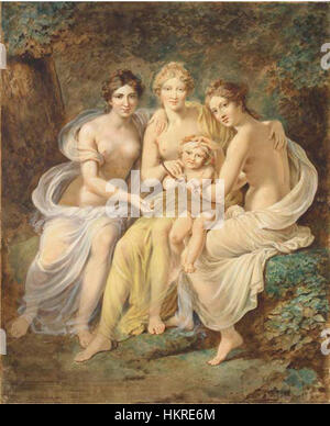 Charles-Etienne Le Guay - Le Tre Grazie holding Cupido il disegno di un arco Foto Stock