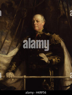 Questo ritratto di Charles Wellington Furse raffigura Charles William de la Poer Beresford, ammiraglio e politico britannico. L'opera cattura il suo abbigliamento formale e il suo comportamento dignitoso, riflettendo la sua posizione di rilievo nella società. Foto Stock