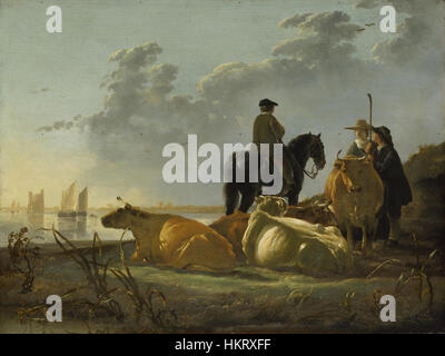 Aelbert Cuyp - contadini con quattro vacche dal fiume Merwede - WGA5825 Foto Stock