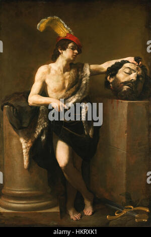 Davide con la testa di Golia olio su tela di Guido Reni Foto Stock