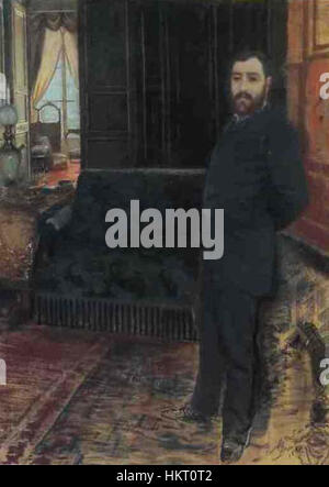 Un dipinto dell'artista italiano Giuseppe De Nittis, noto per le sue opere che catturano l'atmosfera e l'atmosfera delle scene urbane, spesso con particolare attenzione alla luce, al movimento e all'emozione. Questo particolare pezzo ritrae probabilmente un momento storico o moderno in uno stile classico di pittura ad olio. Foto Stock