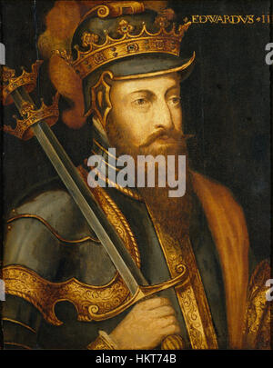 Questo ritratto del XVIII secolo di Edoardo III cattura la somiglianza del monarca inglese. Edoardo III, che regnò dal 1327 al 1377, era noto per la sua abilità militare durante la guerra dei cent'anni. Il dipinto riflette l'abbigliamento reale e la dignità cupa del periodo. Foto Stock
