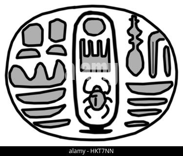 - Egiziano scarabeo con il cartiglio di Thutmosis III - Walters 4232 - Parte inferiore Foto Stock