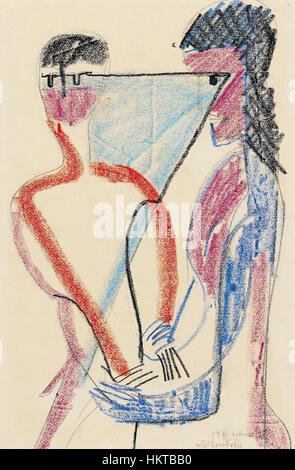 Il dipinto del 1928 di Ernst Ludwig Kirchner "Selbstkontrolle" riflette il suo stile espressionista, esplorando temi psicologici attraverso colori vividi e forme distorte. Il lavoro ritrae le lotte interne dell'autocontrollo, un tema centrale nell'esplorazione della vita moderna da parte di Kirchner. Foto Stock