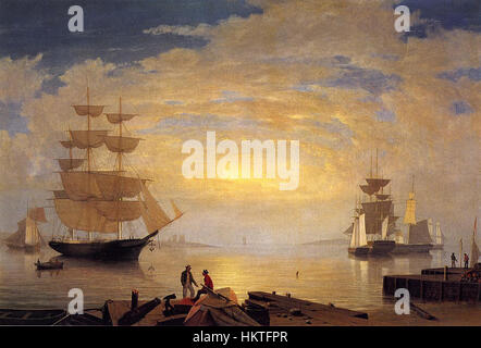 Fitz Hugh Lane Gloucester Porto di Sunrise Foto Stock