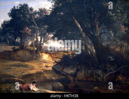 Foresta di Fontainebleau-1830-Jean-Baptiste-Camille Corot Foto Stock