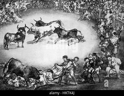 *Spanish Entertainment* di Francisco de Goya y Lucientes è una rappresentazione della cultura popolare spagnola, che cattura la vivace atmosfera di intrattenimento e festival nella Spagna del XVIII secolo. Foto Stock