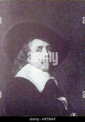Un ritratto di Frans Hals, parte di una coppia di pendenti maschile, che cattura l'abbigliamento del soggetto e i tratti del viso nello stile caratteristico di Hals, mostrando ritratti barocchi olandesi. Foto Stock