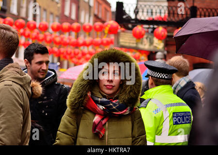 Londra, Regno Unito. 29 gen, 2017. Capodanno cinese sono tenute a Chinatown, Soho, Londra Foto Stock