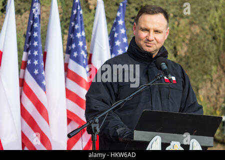 Zagan, Polonia. 30 gen, 2017 Presidente della Polonia Andrzej Duda sul polacco e di esercizio negli Stati Uniti su campi di formazione Credito: Krzysztof Kaniewski/Alamy Live News Foto Stock