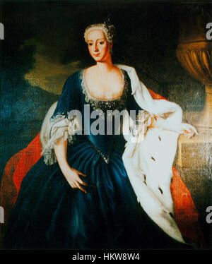 Questo ritratto di Friederike Louise von Brandenburg-Ansbach cattura la nobildonna del XVIII secolo in abbigliamento regale. L'opera riflette il suo background aristocratico e il suo ruolo nella nobiltà europea. Foto Stock