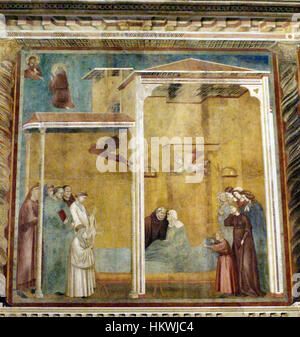 "Confessione della donna" di Giotto cattura un momento di forza nella narrazione religiosa o storica. Noto per i suoi significativi contributi all'arte del primo Rinascimento, la composizione e la profondità emotiva di Giotto sono chiaramente esposte in questo pezzo. Foto Stock