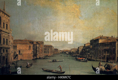 Giovanni Antonio Canal, noto come Canaletto, ha creato questo famoso dipinto "il Canal grande", che mostra la bellezza architettonica del Canal grande di Venezia, un capolavoro dell'arte veneziana del XVIII secolo. Foto Stock