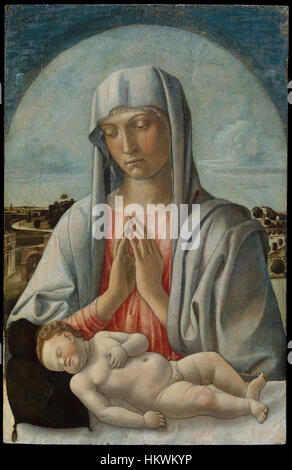 Giovanni Bellini - Madonna adorare il Bambino addormentato Foto Stock